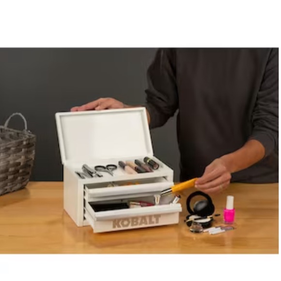 KOBALT Mini 10.83-in Friction 2-Drawer White Steel Tool Box 25th anniversary - Picture 3 of 3